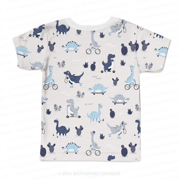 City Riding Dinosaur All Over Print Kids Tees
