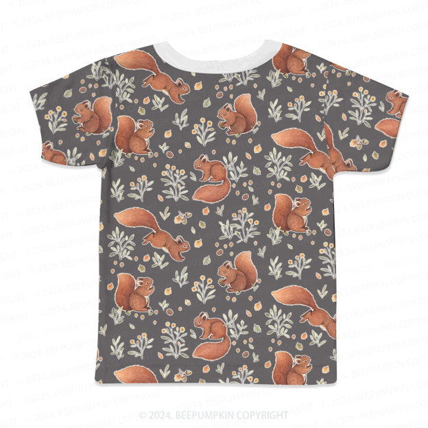 Squirrel In The Garden All Over Print Kids Tees