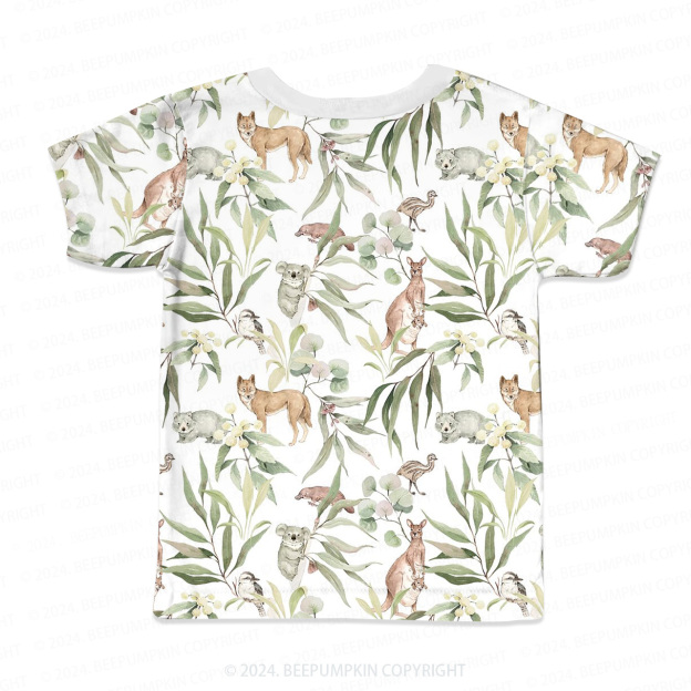 Animals Surrounded By Leaves All Over Print Kids Tees