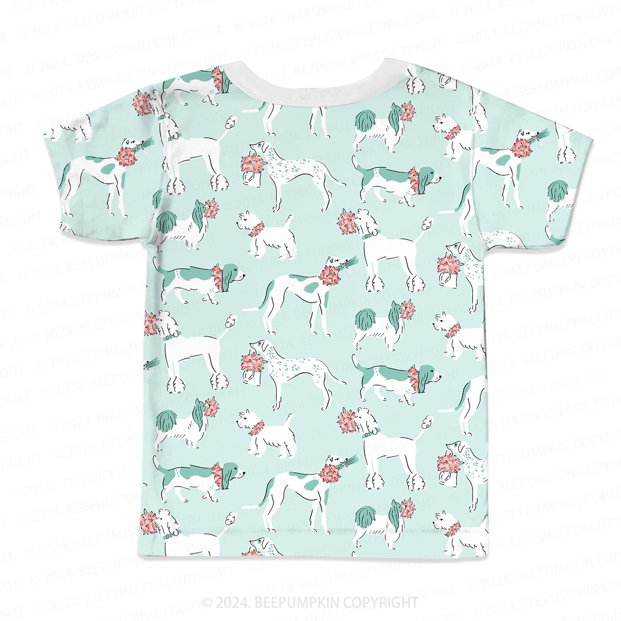 Dog Holding Flowers All Over Print Kids Tees