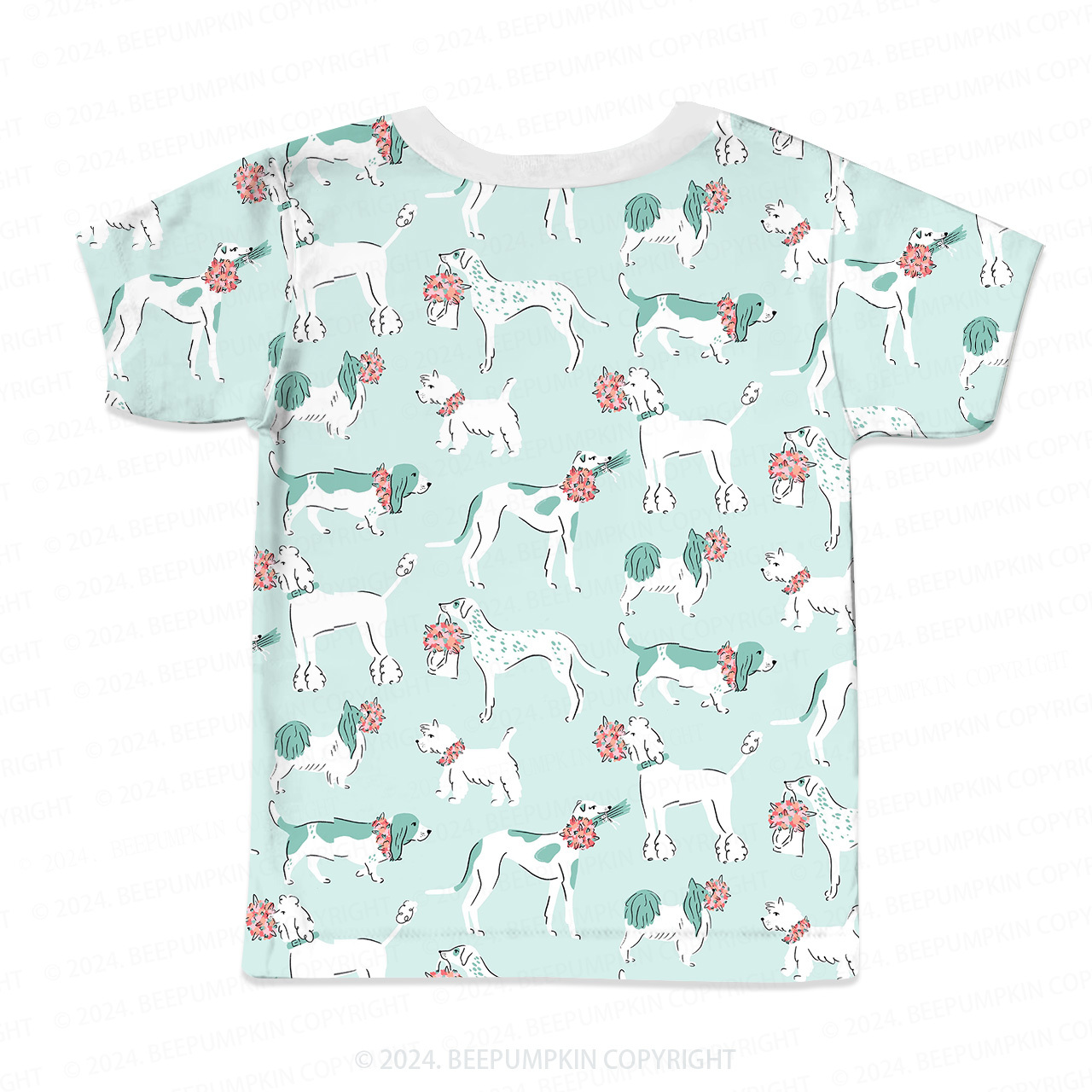 Dog Holding Flowers All Over Print Kids Tees
