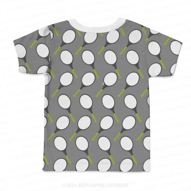 Gray Tennis Racket All Over Print Kids Tees