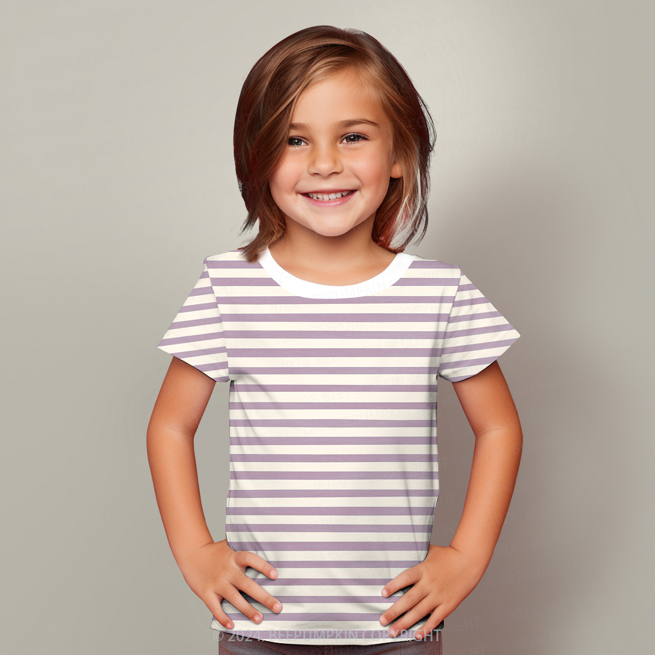 Lavender Purple Stripes All Over Print Kids Tees 