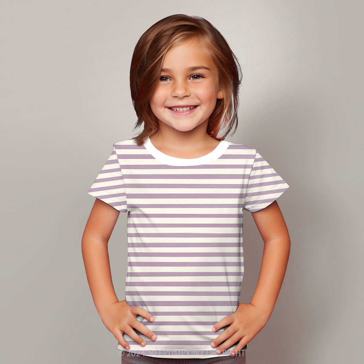Lavender Purple Stripes All Over Print Kids Tees