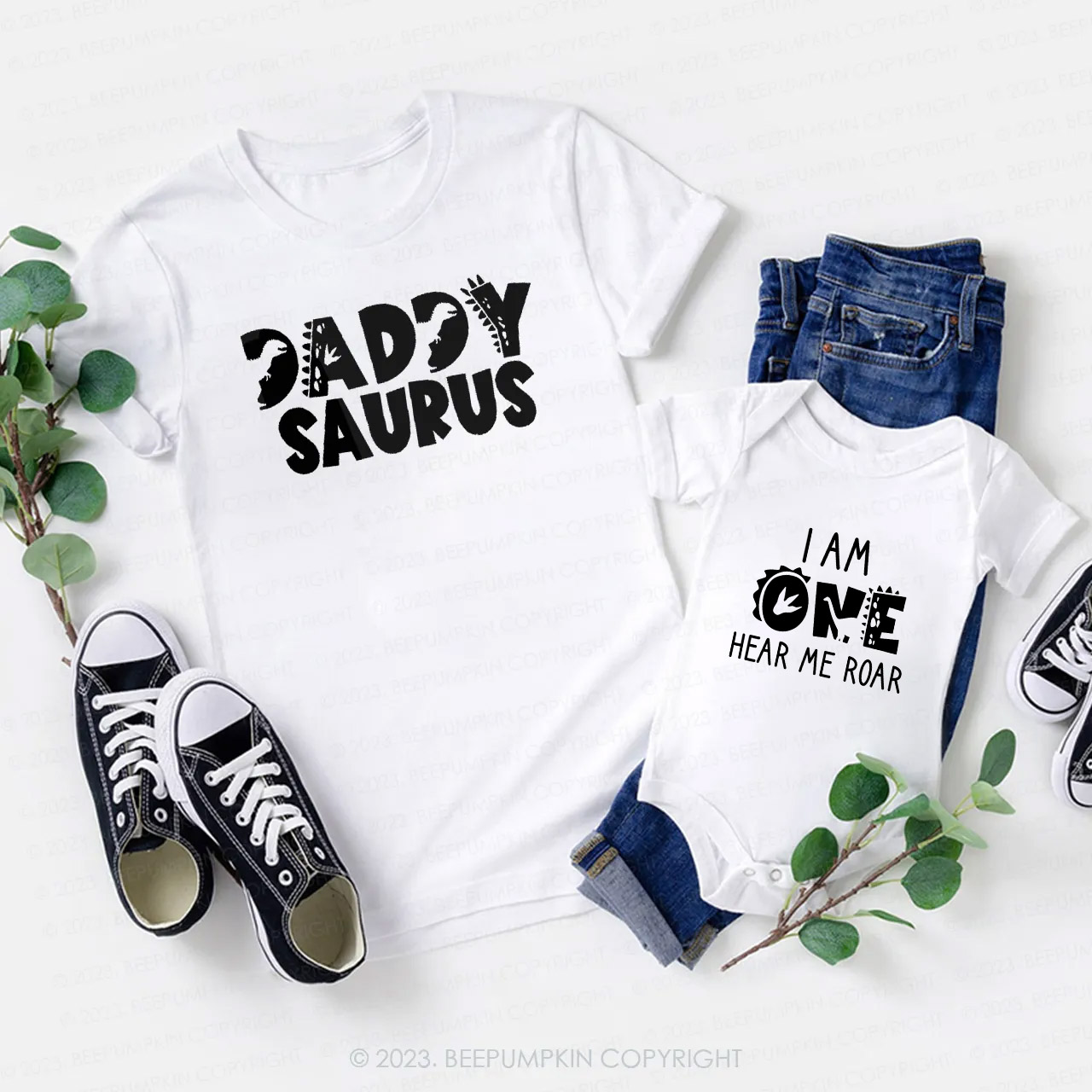 Dinosaur Birthday Hear Me Roar Family Matching Tees 