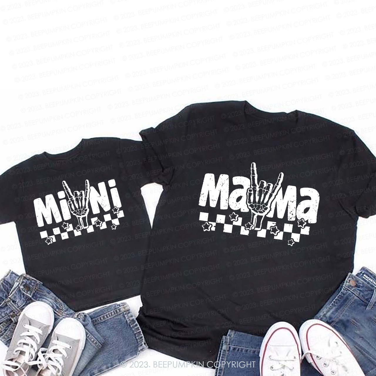 Mama Mini Retro Bone T-Shirts For Mom&Me