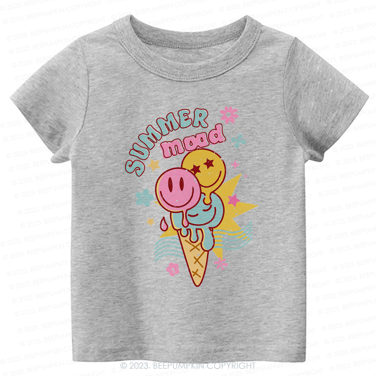  Summer Mood Ice Cream Happy Face Kids Shirt