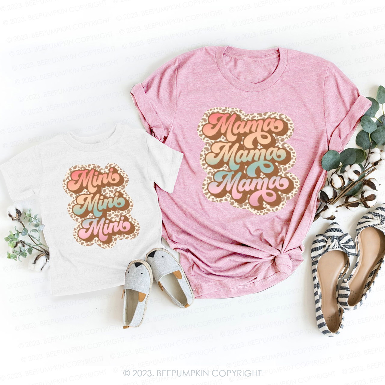 Retro Mama Mini Gradient T-Shirts For Mom&Me