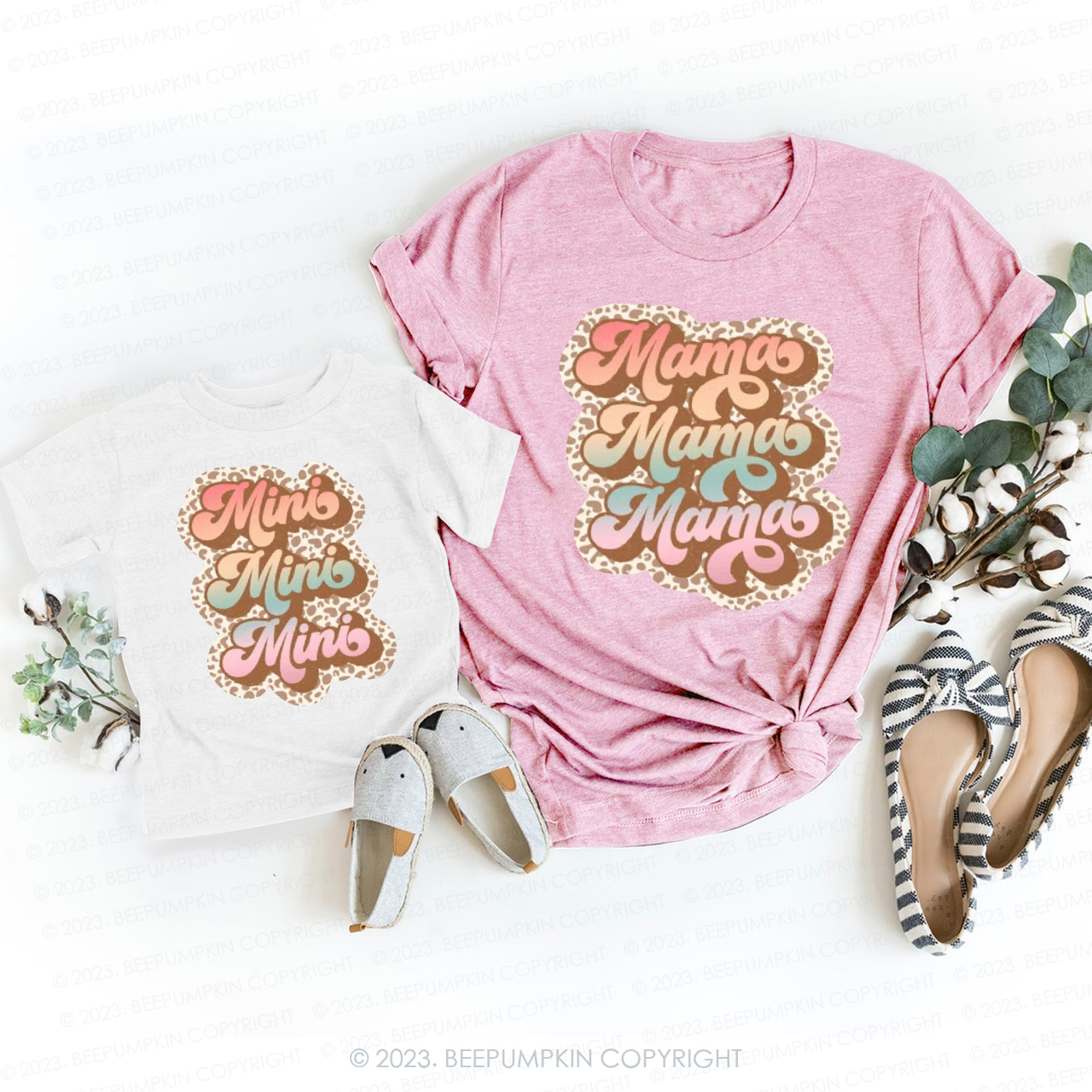 Retro Mama Mini Gradient T-Shirts For Mom&Me