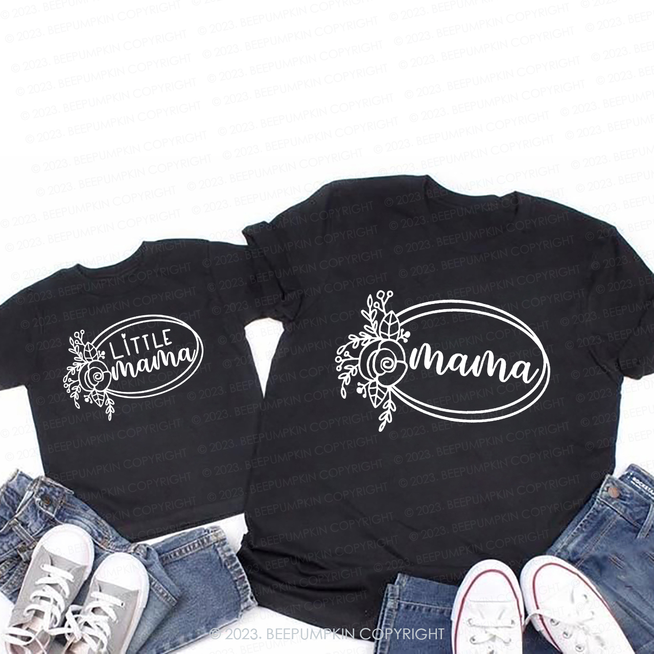 Mommy And Me Flowers T-Shirts For Mom&Me