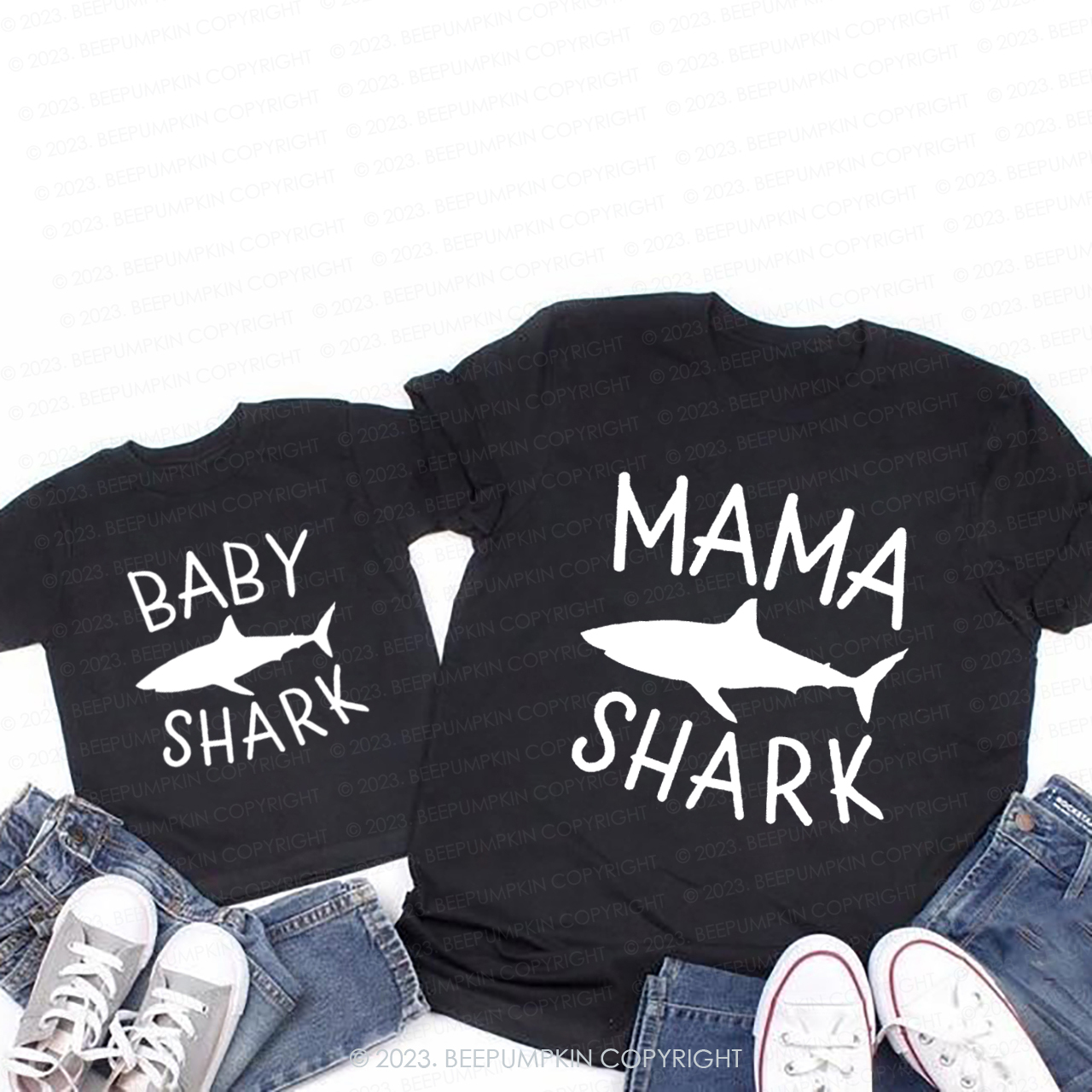 Mama Shark Baby Shark T-Shirts For Mom&Me