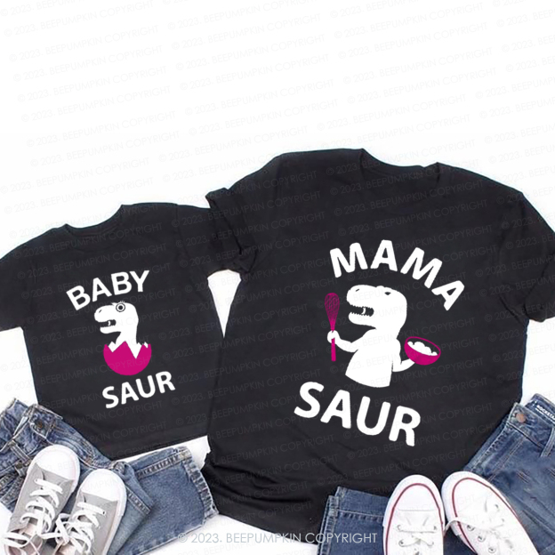 Mama Baby Saur T-Rex T-Shirts For Mom&Me