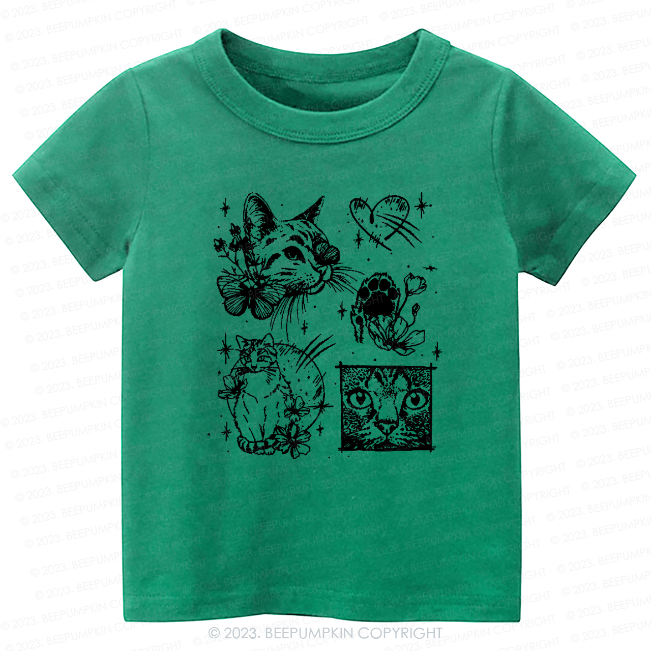 Cats Outlined Kids Retro T-Shirt