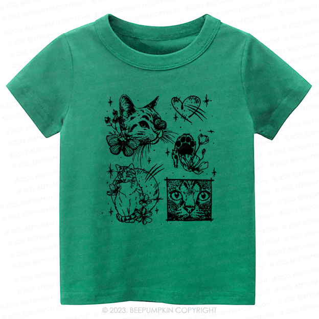 Cats Outlined Kids Retro T-Shirt