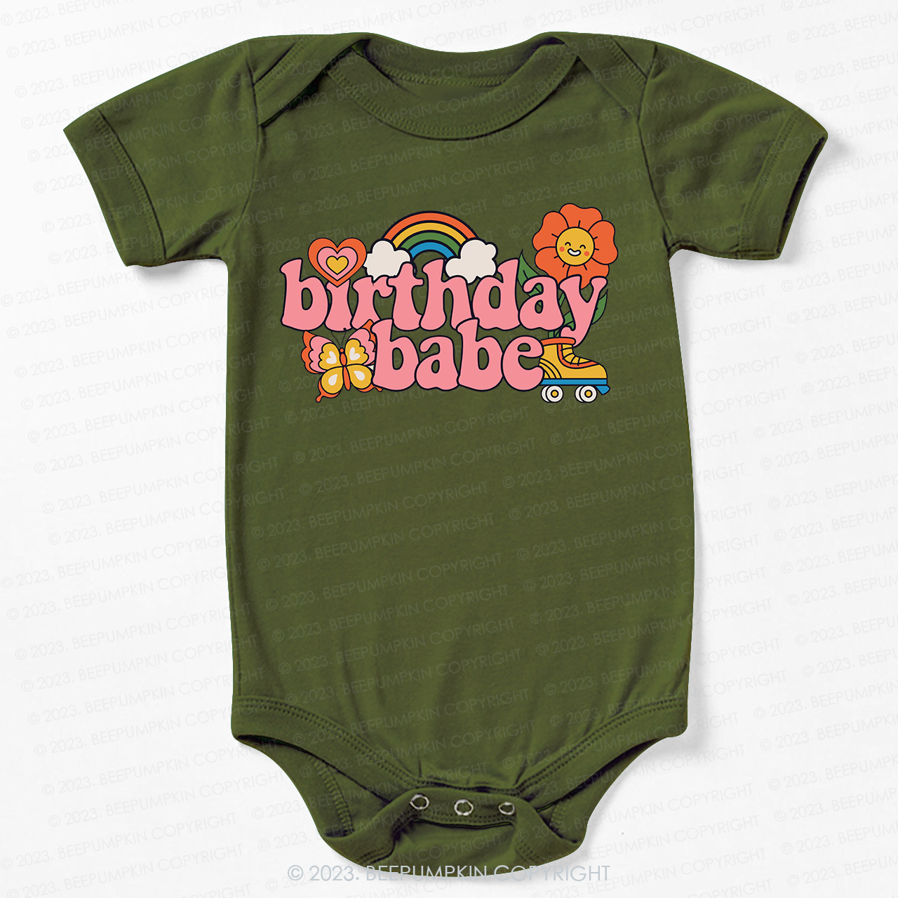 Pink Retro Birthday Babe Bodysuit For Baby