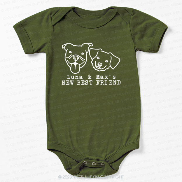New Best Friend Protected By Dog For Baby Bodysuit