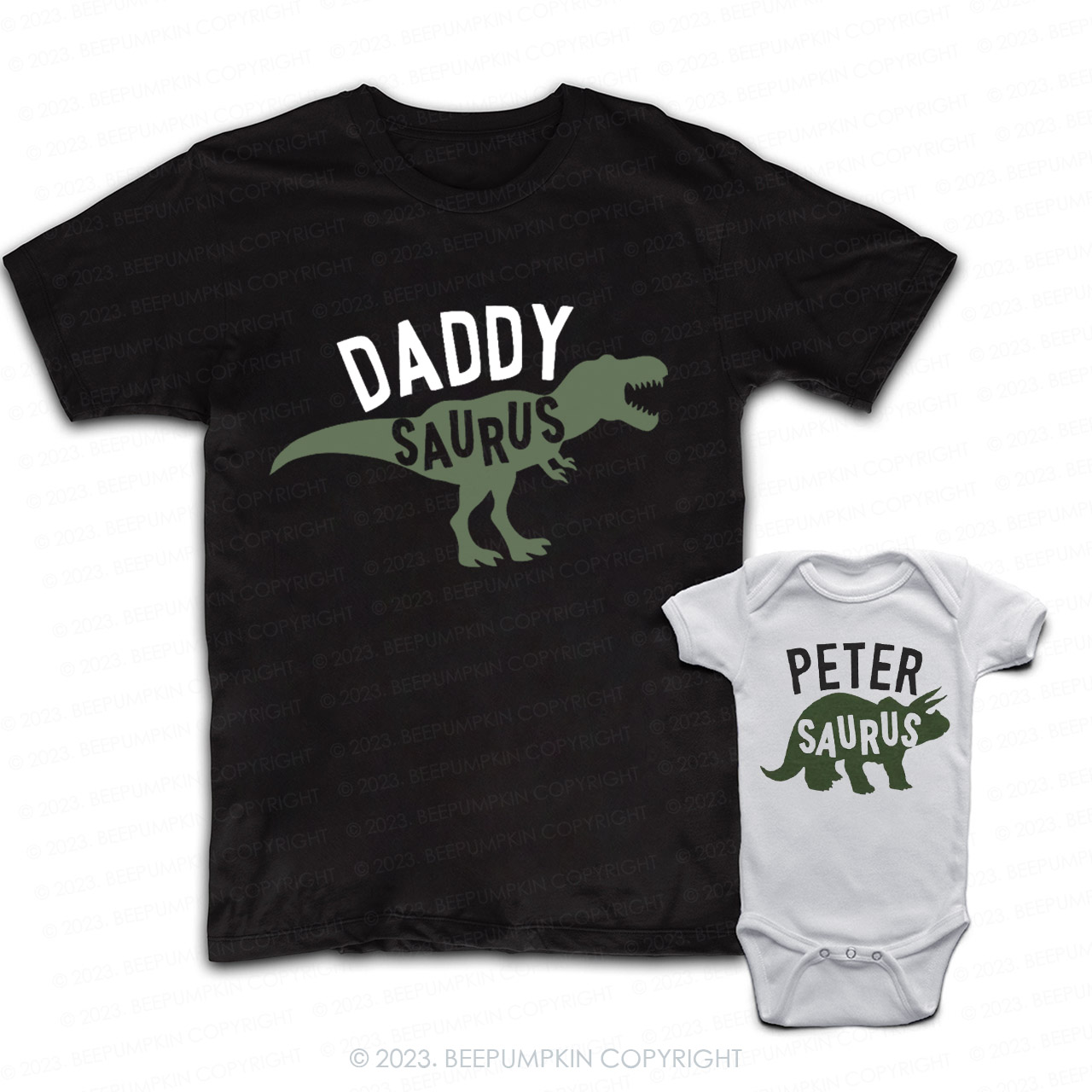 Cute Dinosaur Daddy And Me Matching Shirt