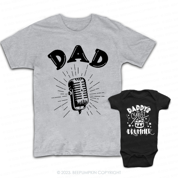 Cutest Drummer Musician Daddy And Me Matching Shirt