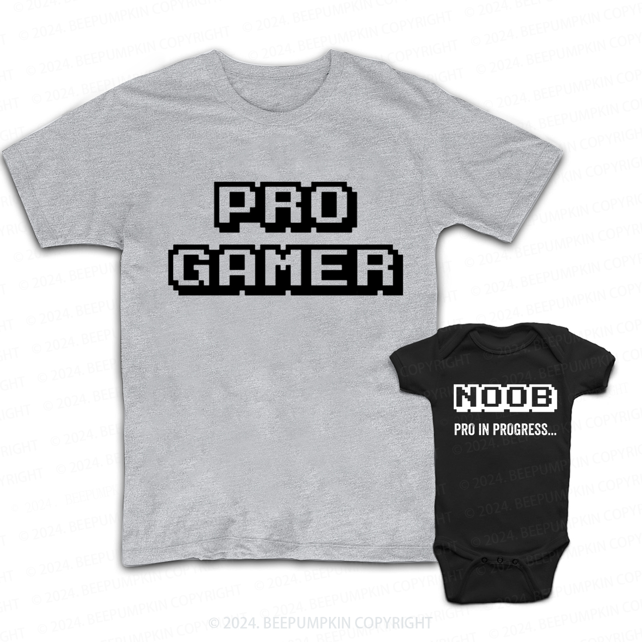 Pro Gamer Dad & Noob Gamer Daddy And Me Matching Shirt