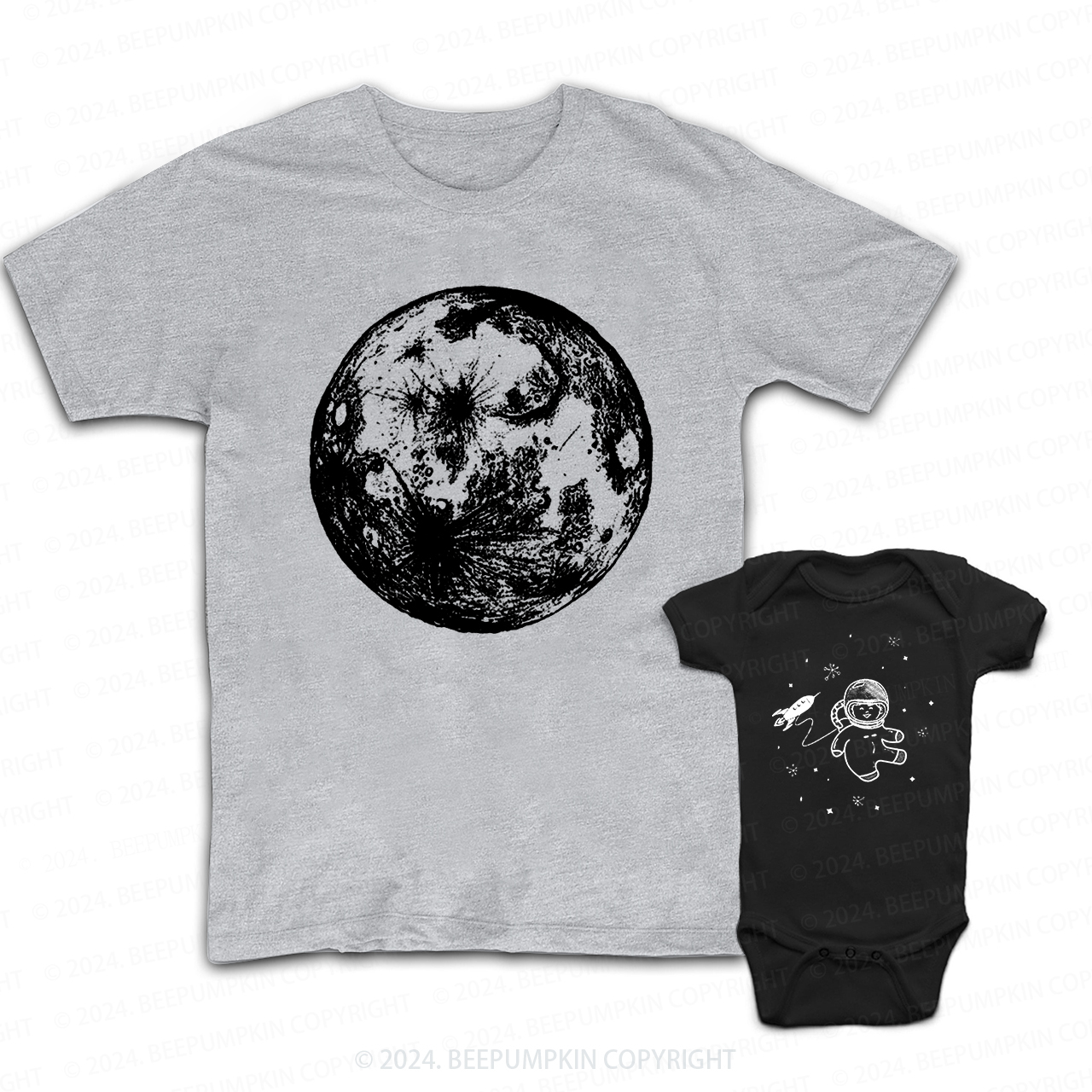 Moon And Astronaut  Daddy And Me Matching Shirt