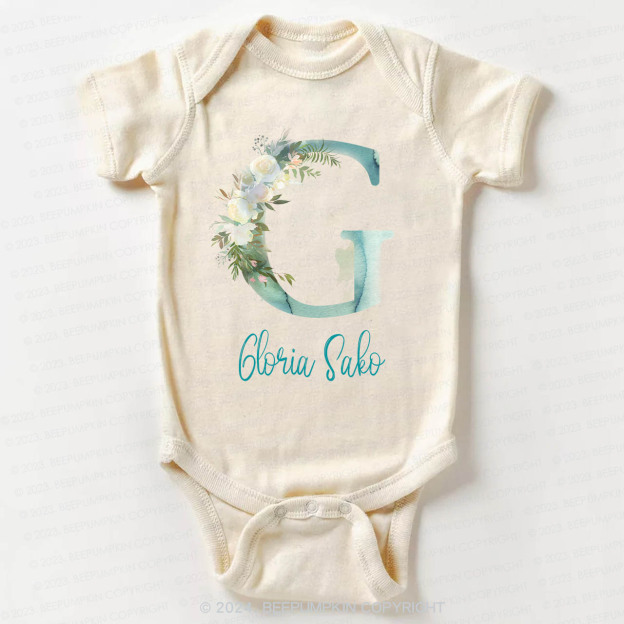 Personalized Green Florals Bodysuit For Baby 