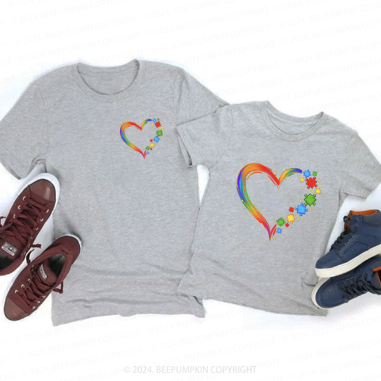 Autism Heart Daddy And Me Matching Shirt