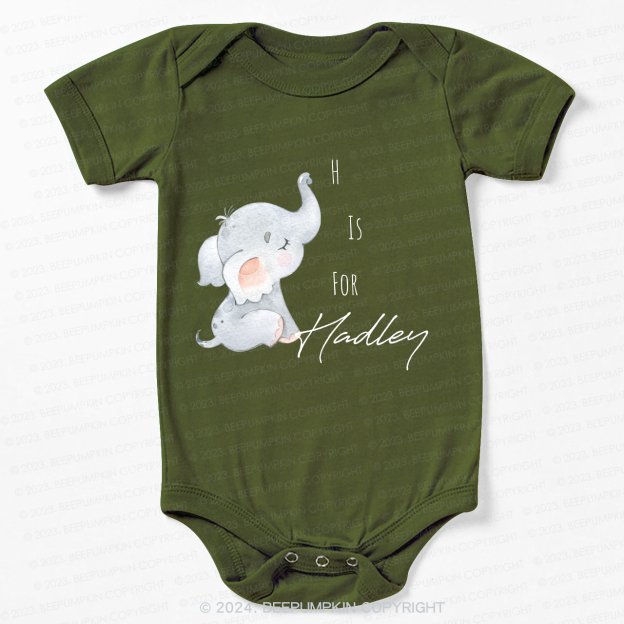Personalized Elephant Letter Bodysuit For Baby 