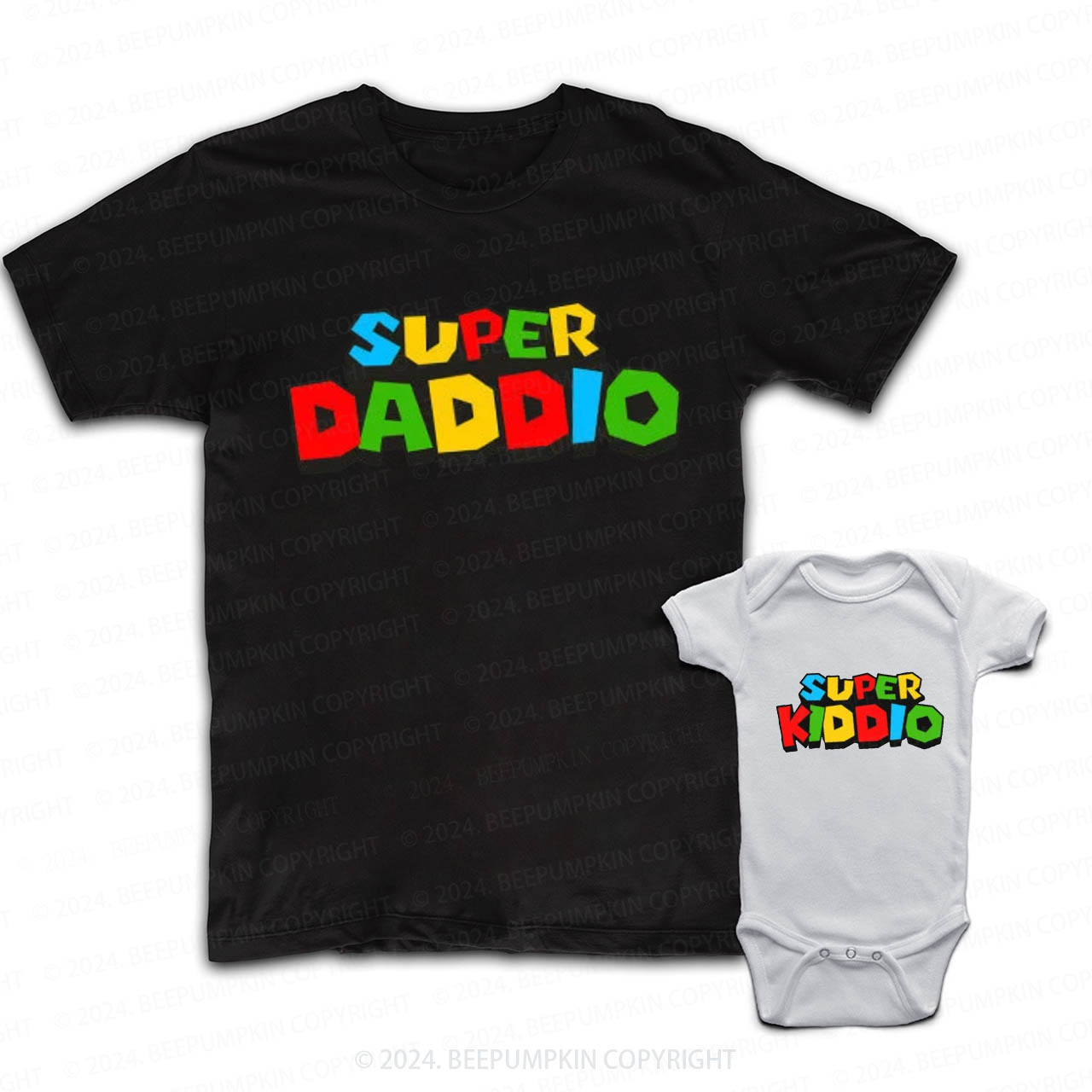 Colorful Cartoon Font Daddy And Me Matching Shirt