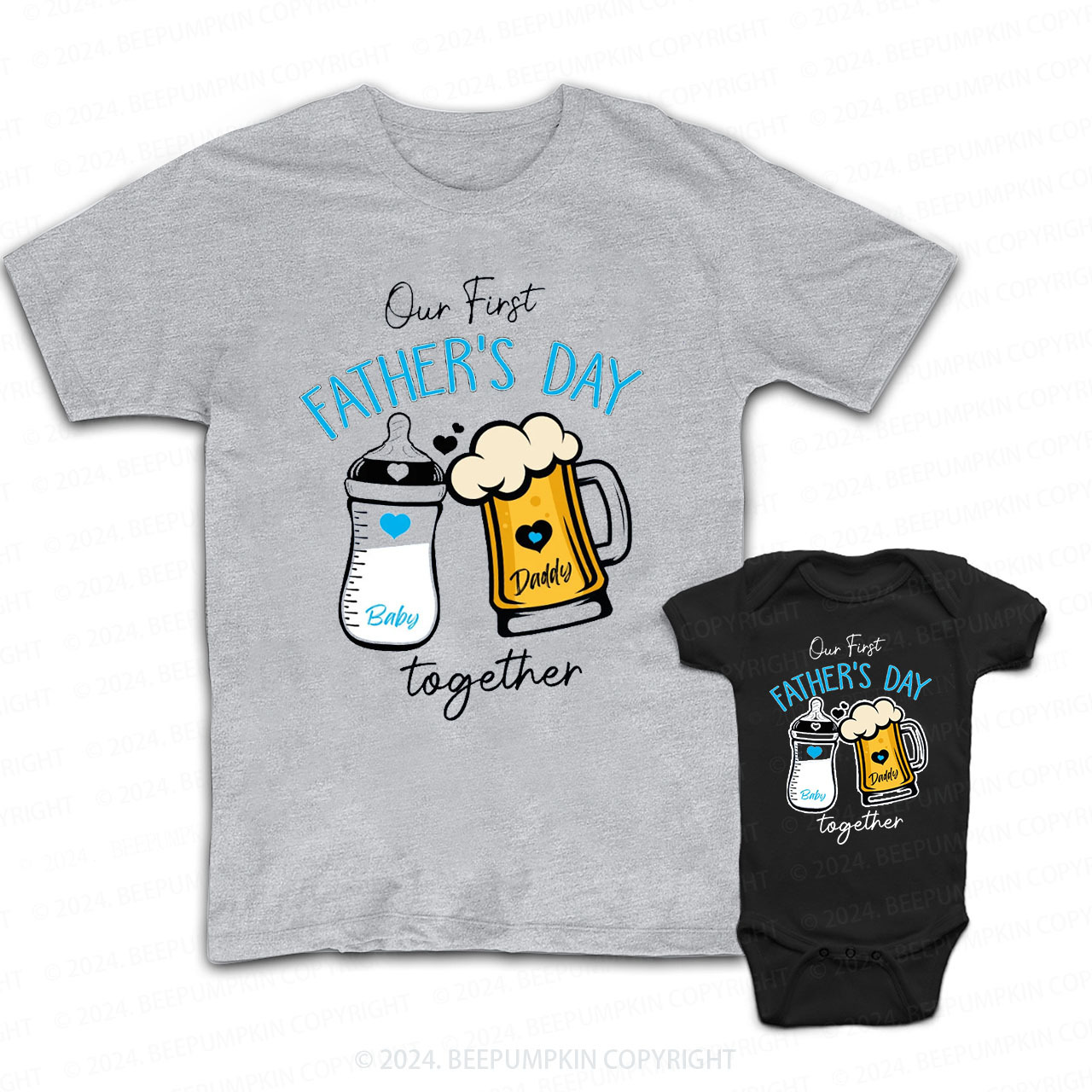 Custom Our First Fathers Day Together  Daddy And Me Matching Shirt