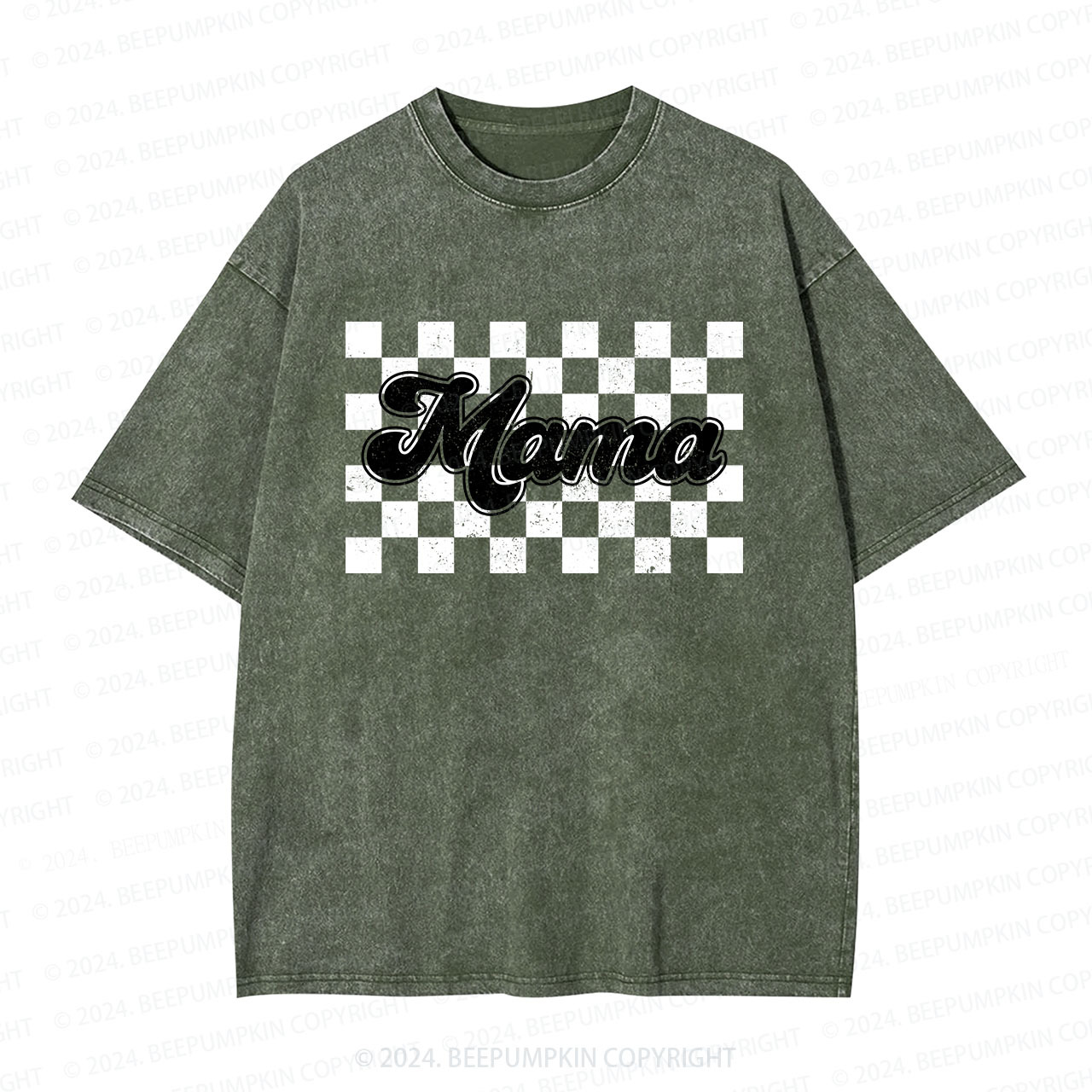 Checkered Cool Mama Washed T-Shirts 