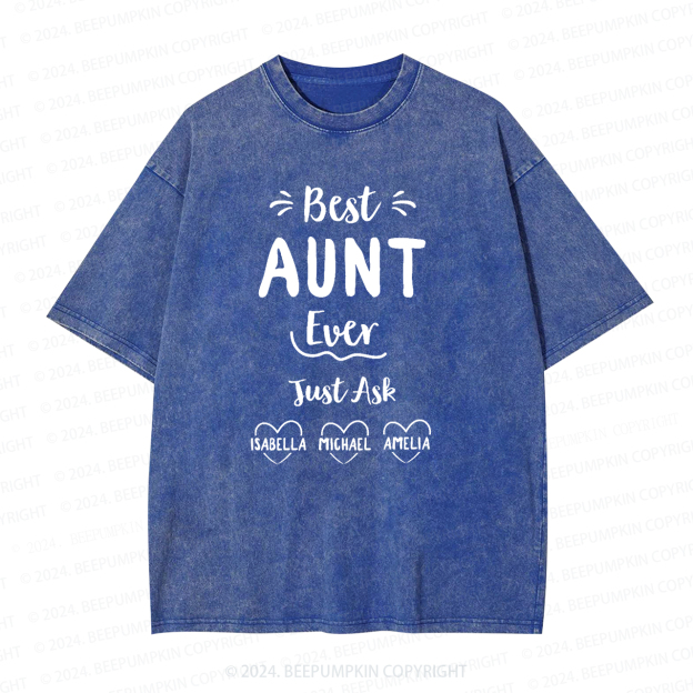 Personalized Best Ever Aunt Washed Tees