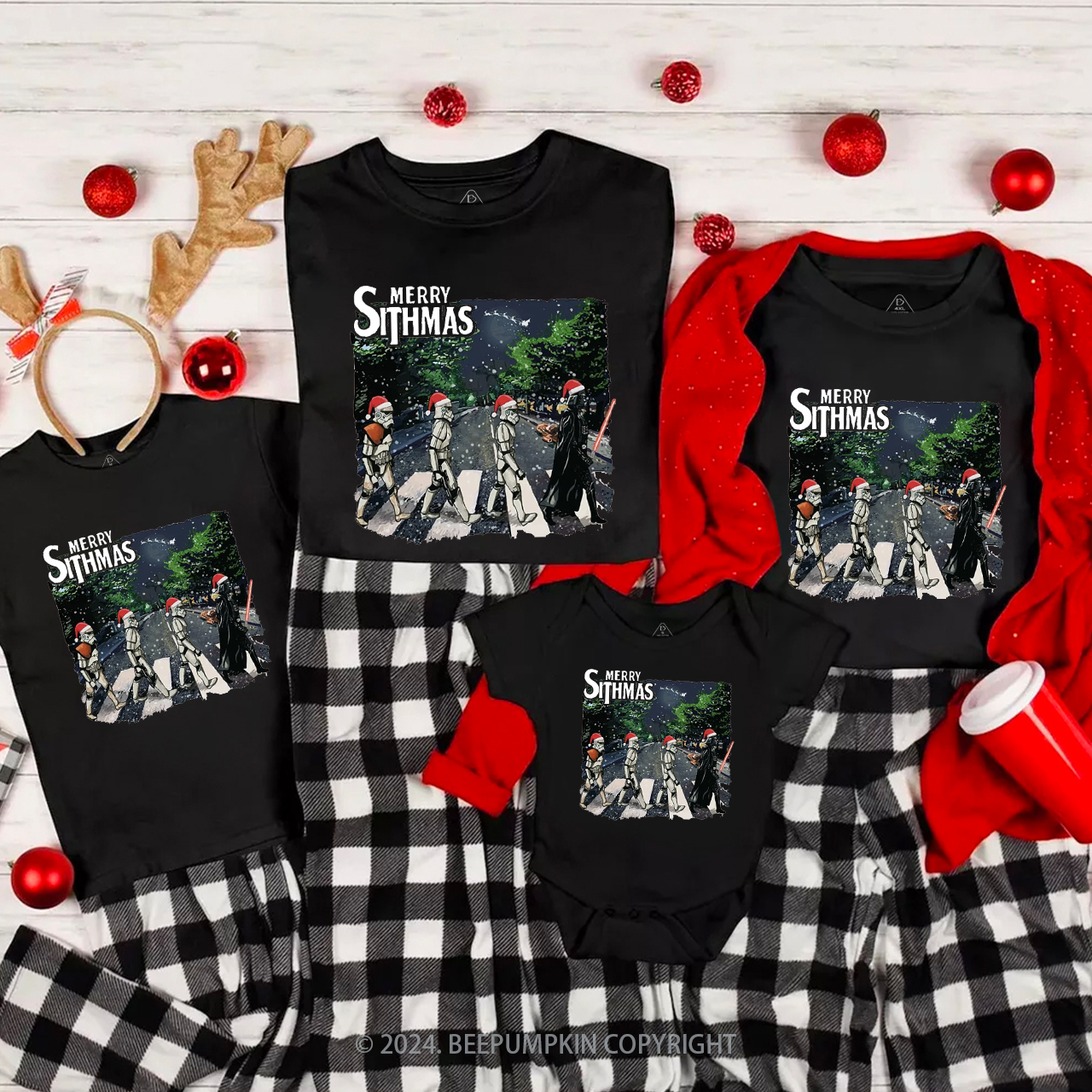 Interesting Street Scene Christmas Matching T-Shirts