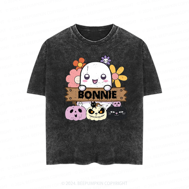 Personalized Halloween Pumpkin Toddler&Kids Washed Tees          