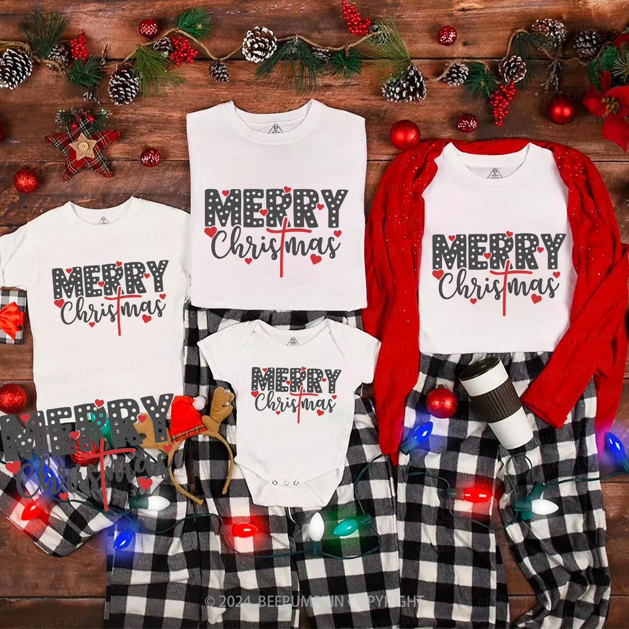 Merry Christmas Heart Matching T-Shirts