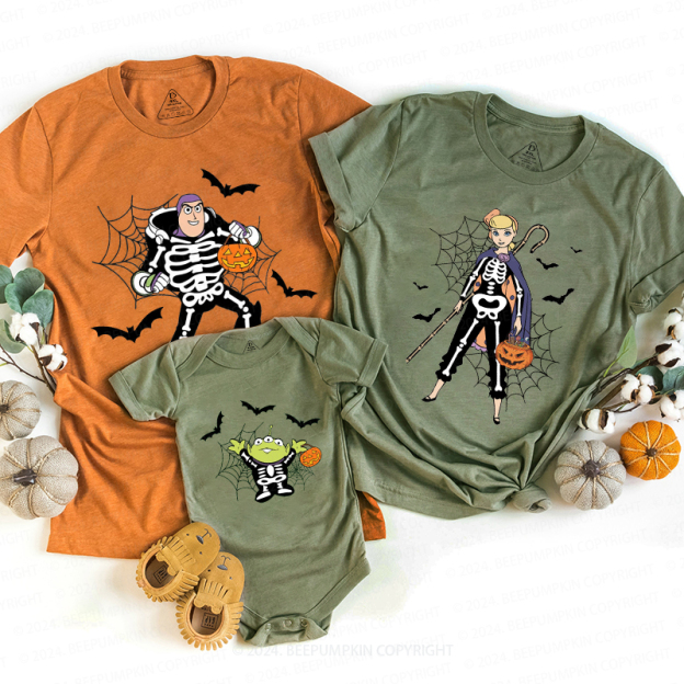 Skeleton Halloween Spooky Season Family Matching Shirts