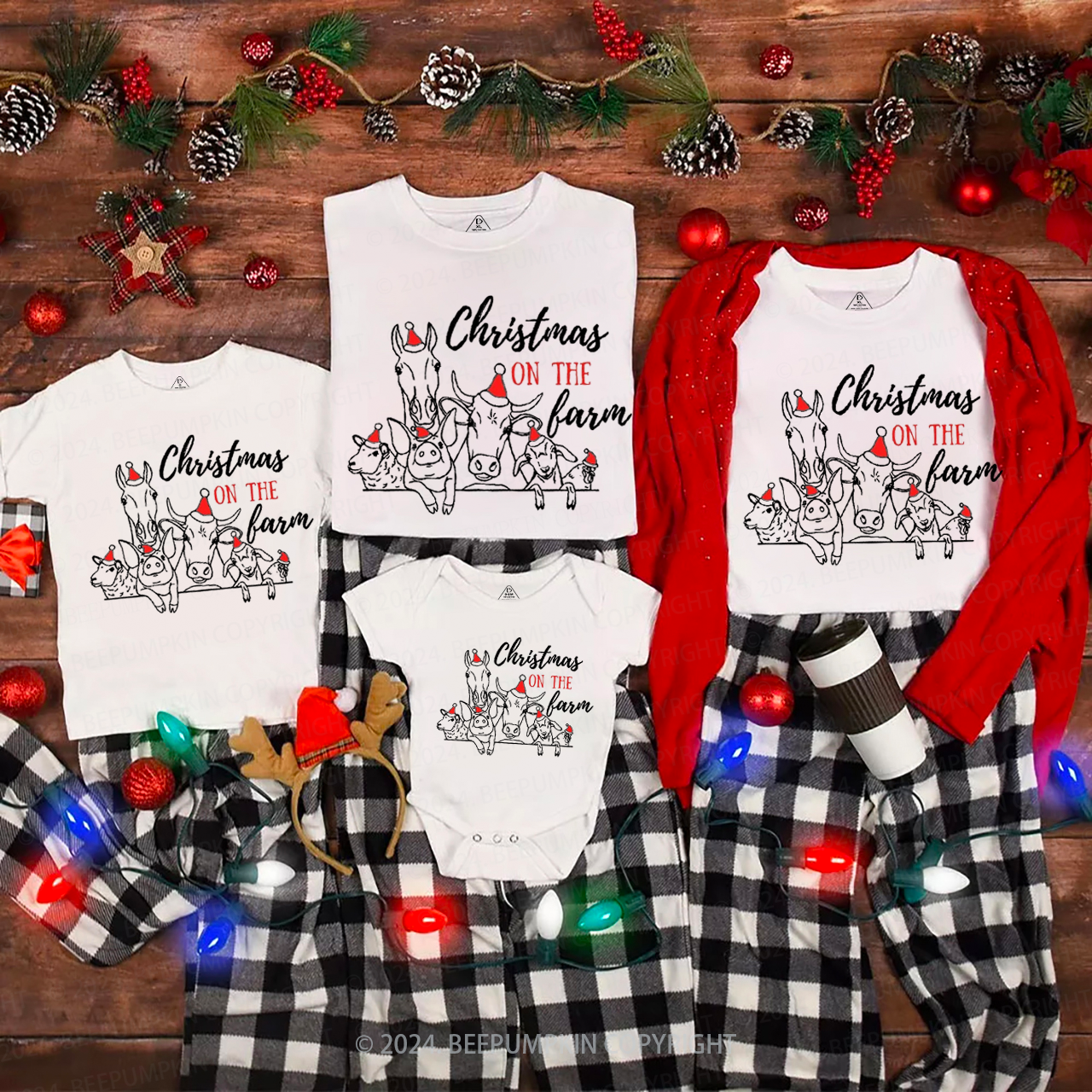 Christmas On The Farm Family Matching T-Shirts