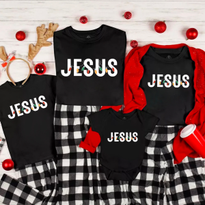 Image of Jesus Christmas Light Family Matching T-Shirts