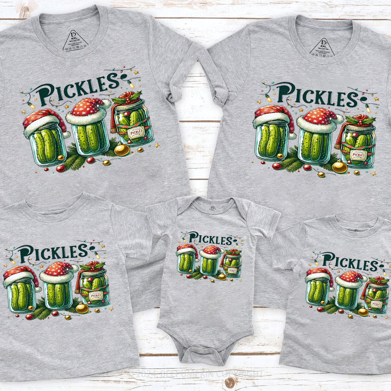 Vintage Canned Pickles Christmas Family Matching T-Shirts