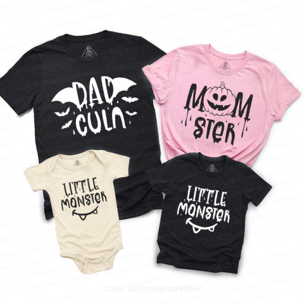 Halloween Momster Dadcula Littler Monster Family Matching Shirts