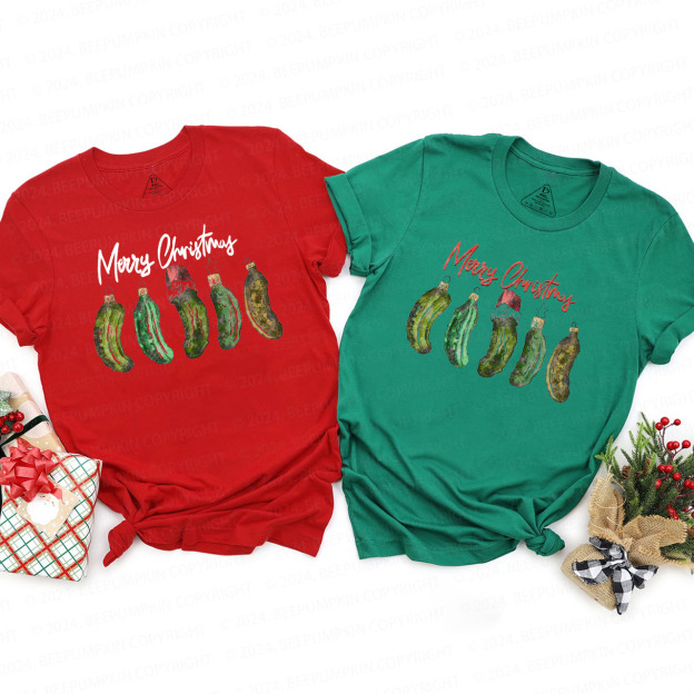 Merry Christmas Pickle Christmas Family Matching T-Shirts