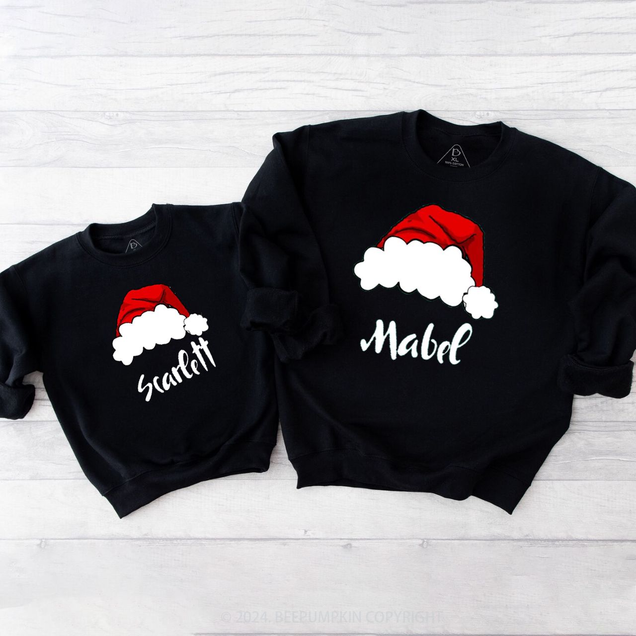 Personalized Christmas Red Crew Hat Family Christmas Sweatshirt
