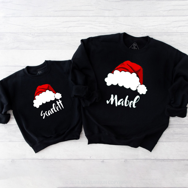Personalized Christmas Red Crew Hat Family Christmas Sweatshirt