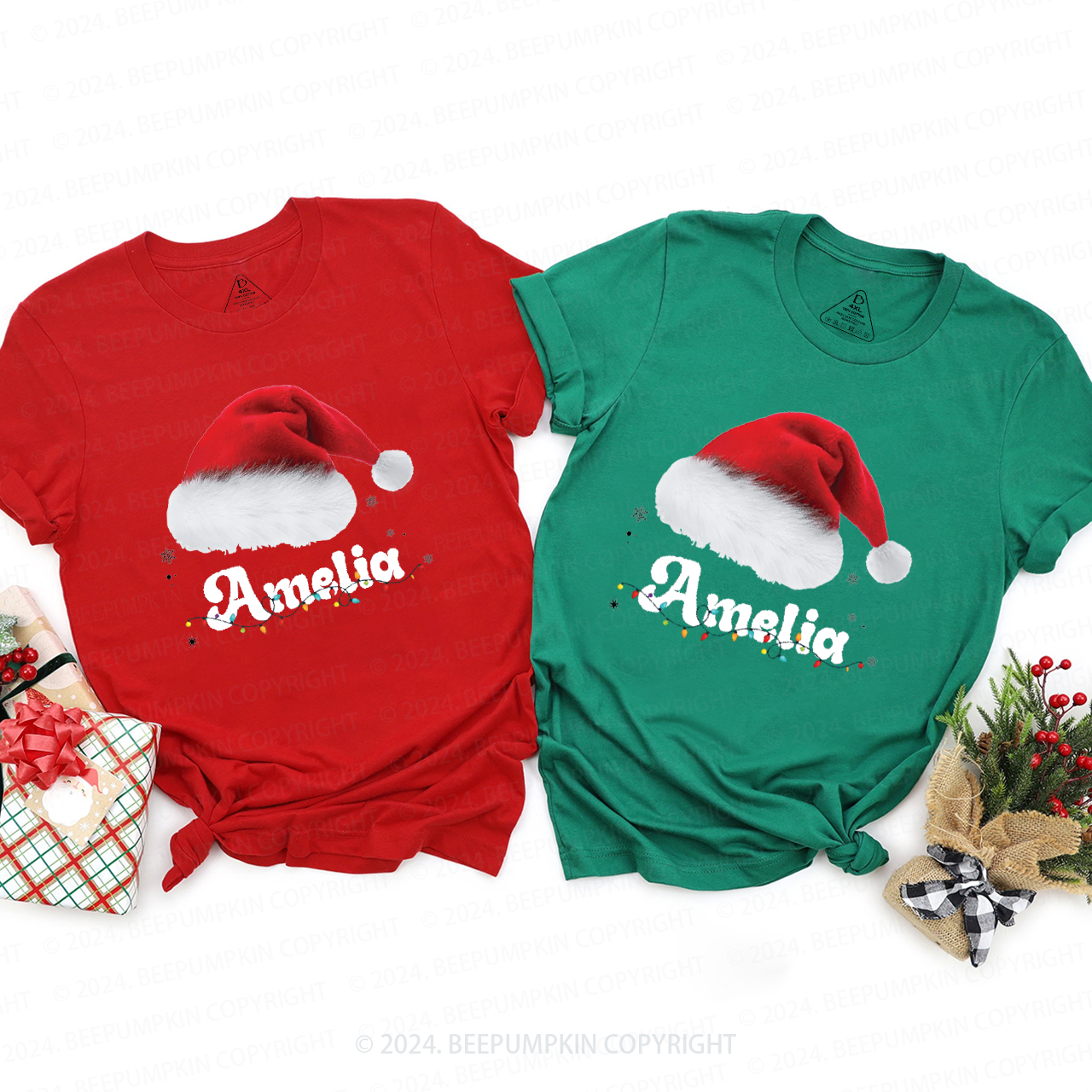 Christmas Hat Family Matching T-Shirts Beepumpkin