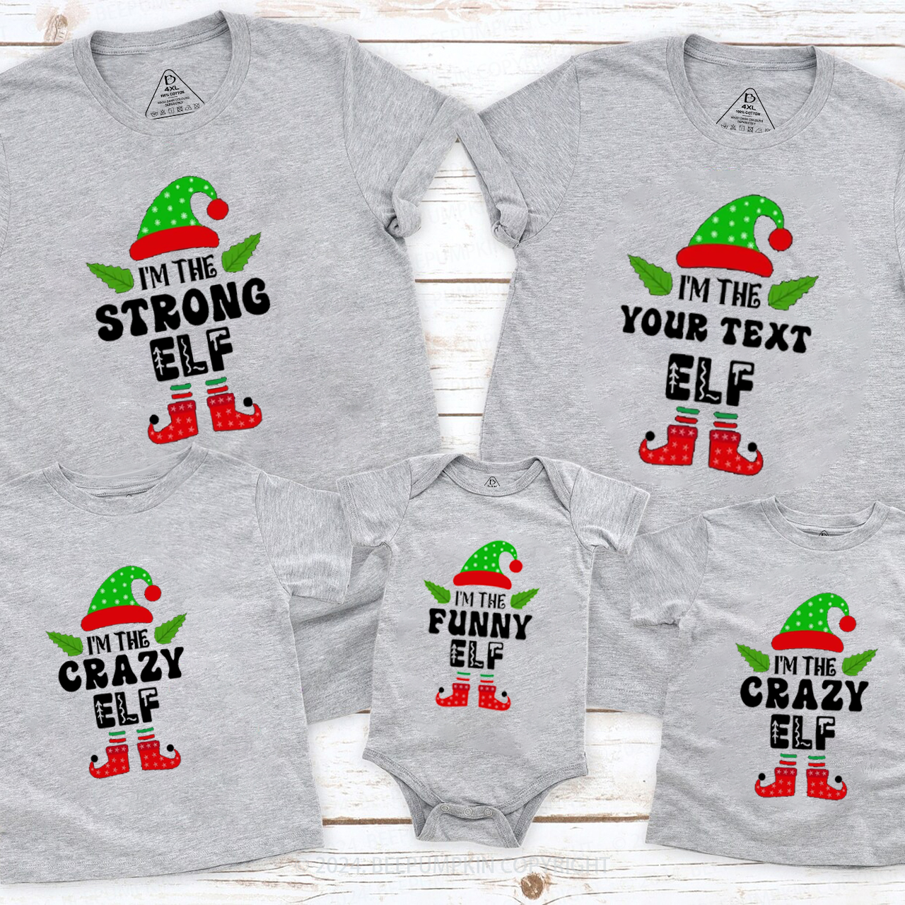 Elf Family Christmas Family Matching T-Shirts Beepumpkin
