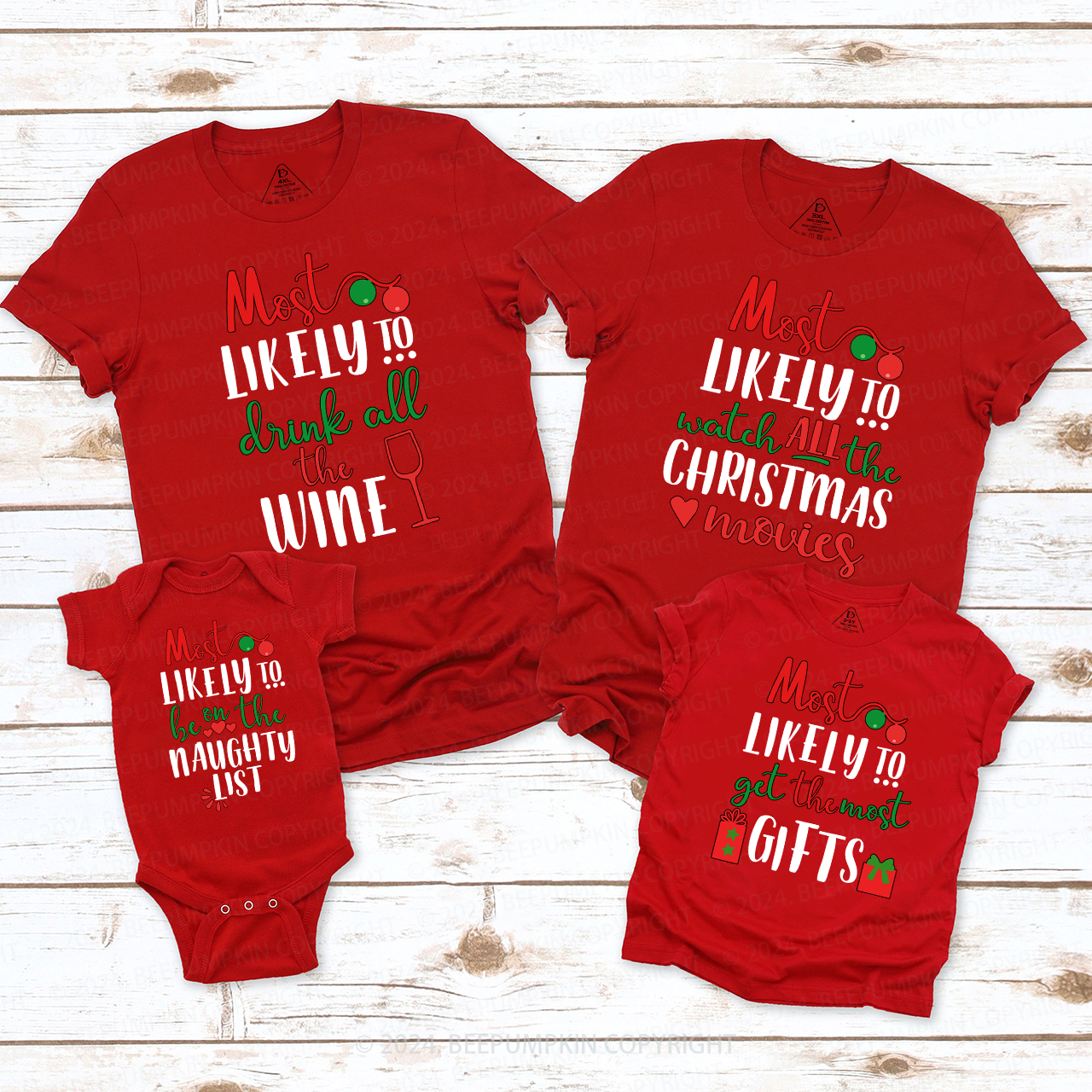 Personalized Most Likely To Christmas Funny Matching Group Tees Beepumpkin