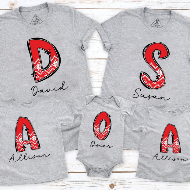 Personalized Plaid Monogrammed Family Matching T-Shirts Beepumpkin