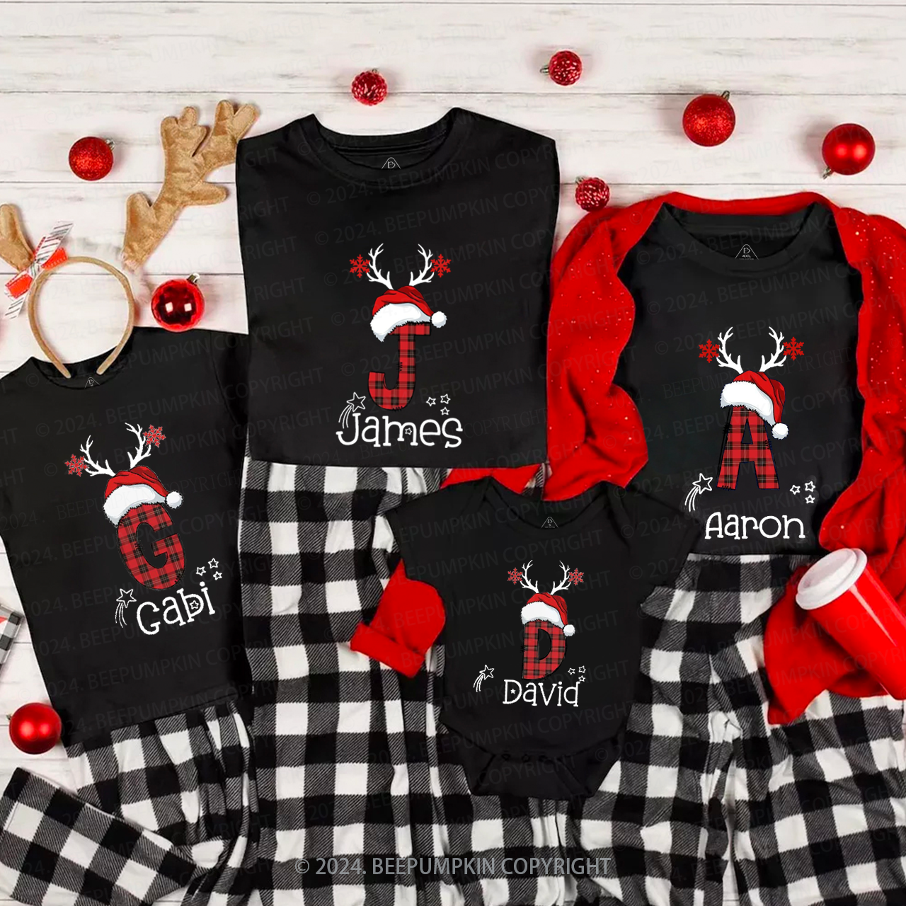 Family Christmas Name Family Matching T-Shirts Beepumpkin
