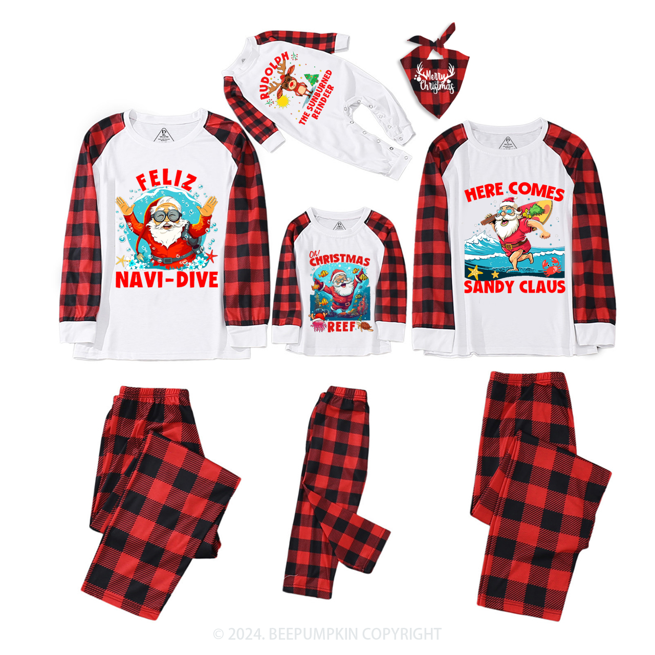 Beach Family Christmas Matching Pajamas Beepumpkin