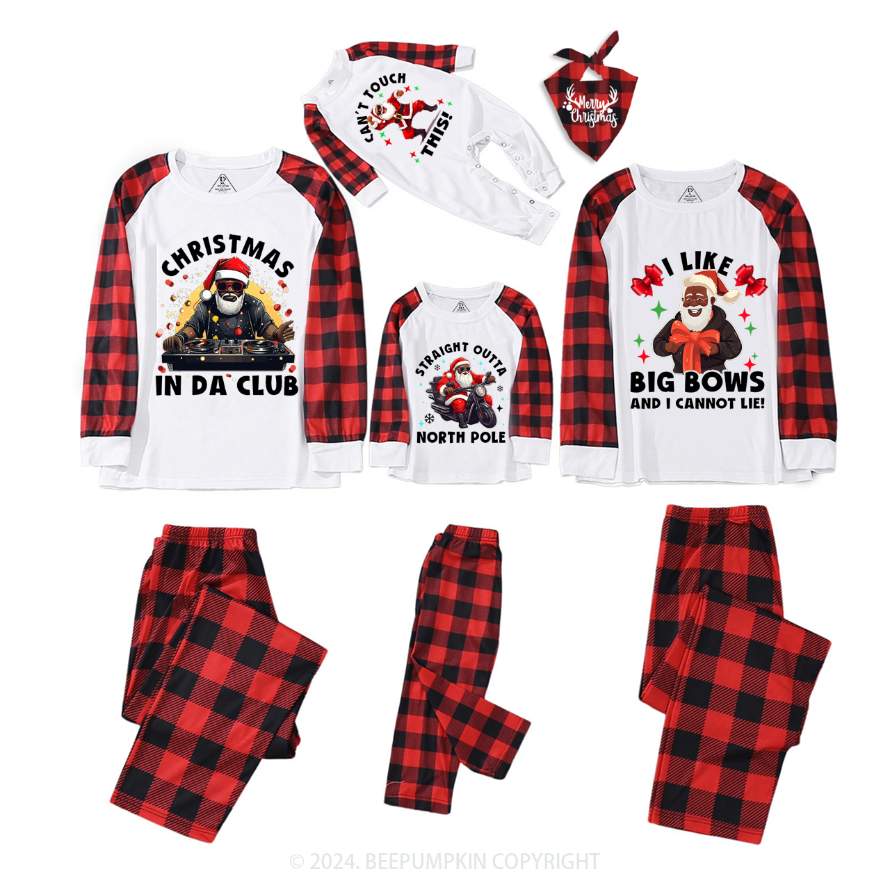 Black Santa Family Christmas Matching Pajamas Beepumpkin