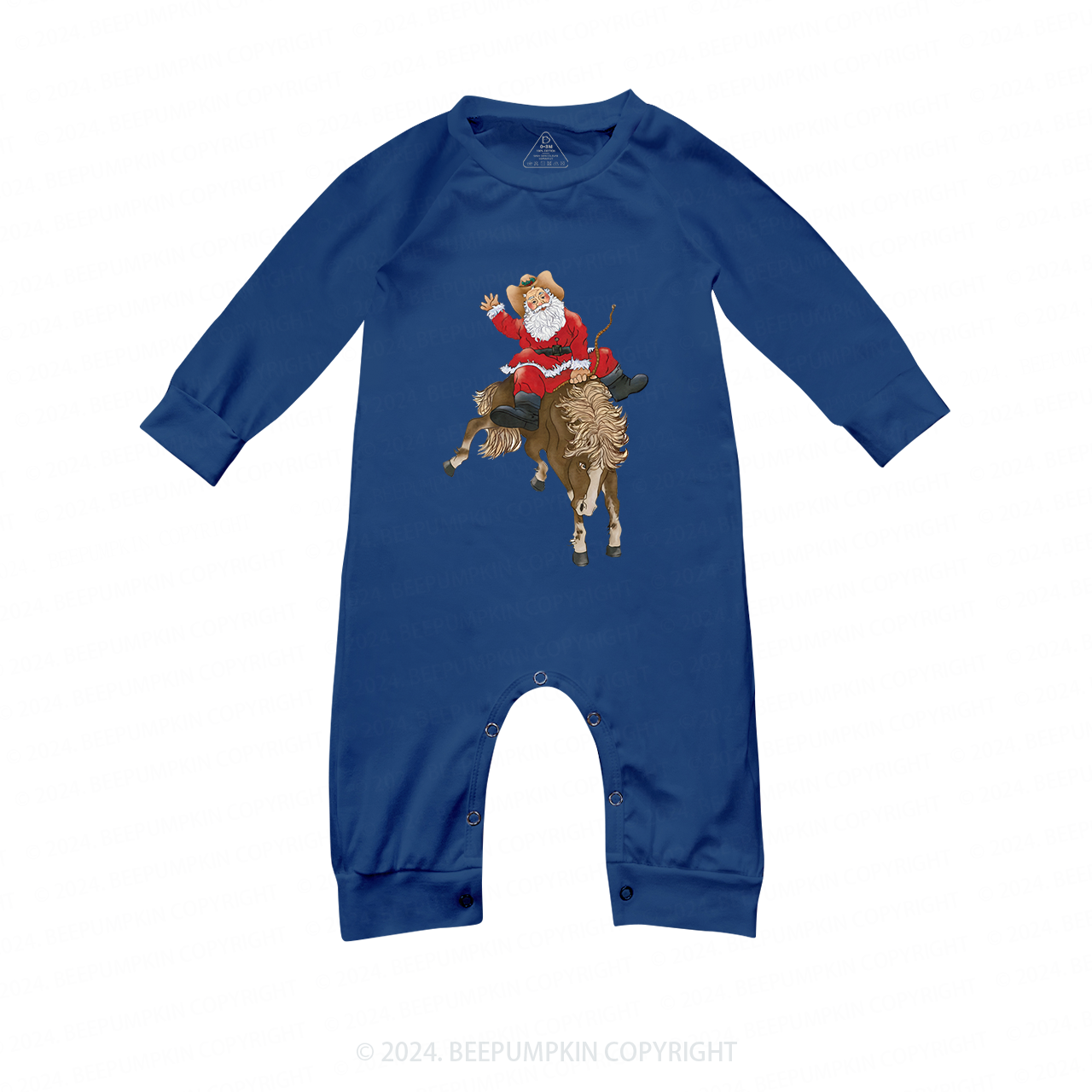 Snata Cowboy Christmas Matching Blue Pajamas Beepumpkin